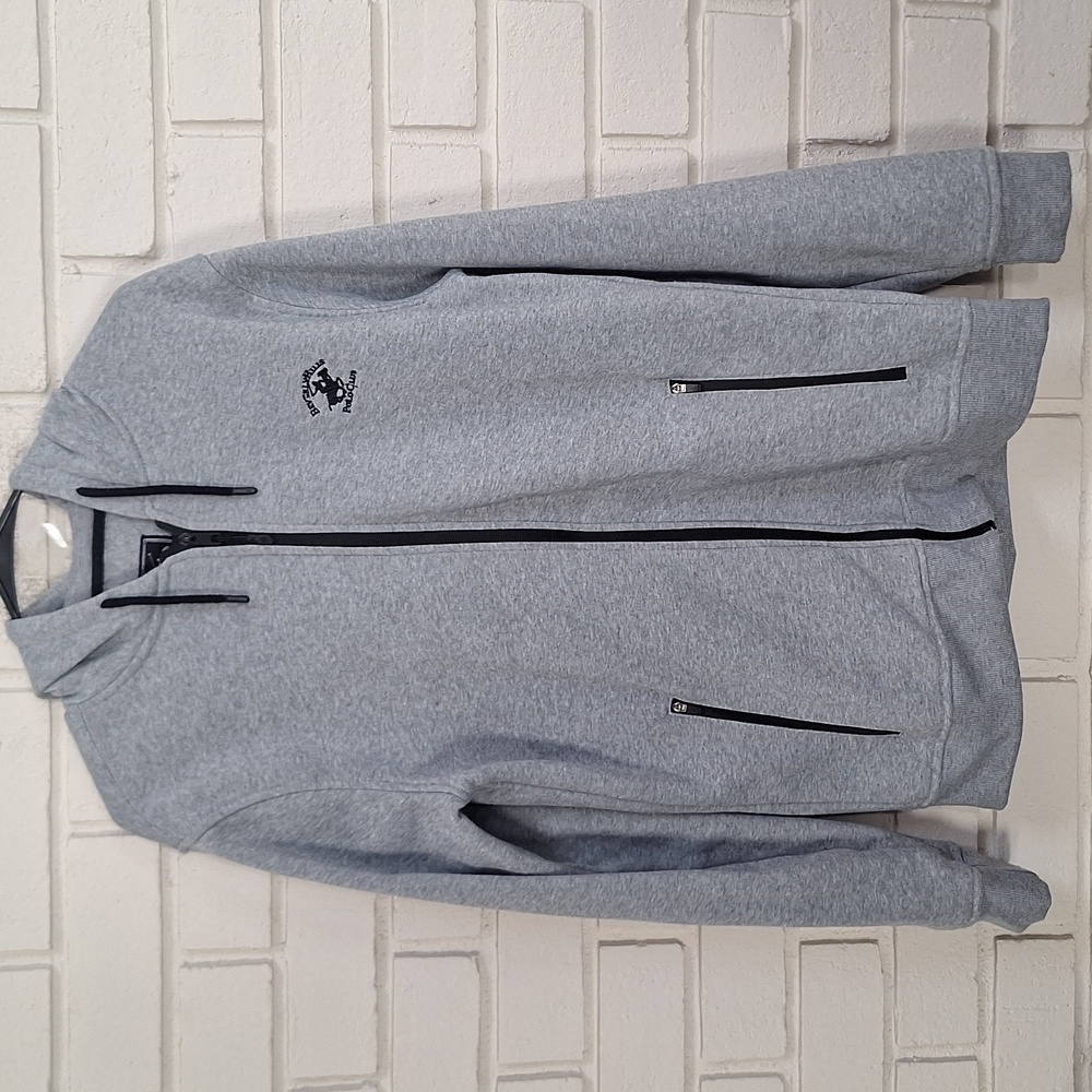 Beverly Hills Polo Club  Light Gray Zip-Up Hooded Jacket. Size Small NWOT